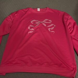 Women's Pink Sweatshirt with Bow Design